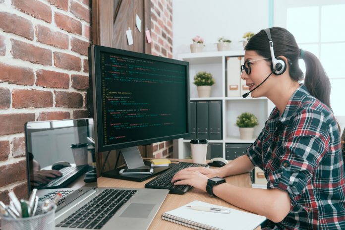 professional elegant woman computer engineer