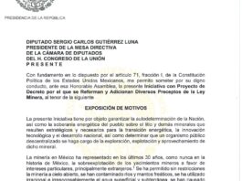 Iniciativa enviada por el presidente López Obrador para reformar Ley Minera y proteger las reservas de litio