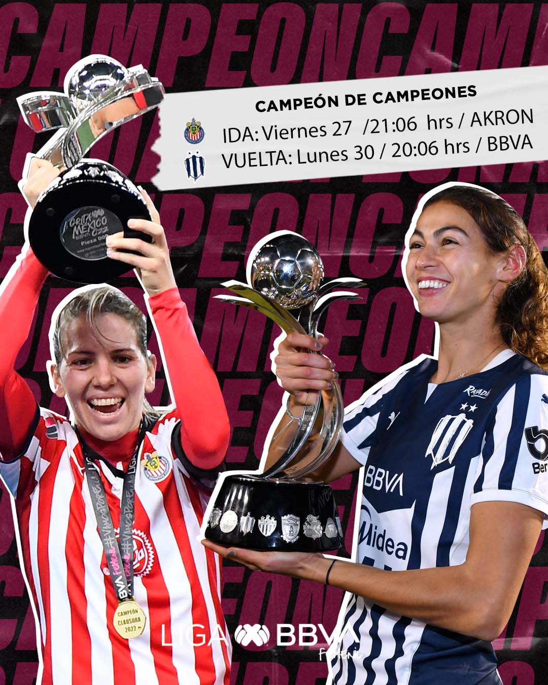 ¿De qué color serán las rayas del Campeón de Campeones Femenil?