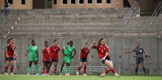 Paula Salas anotó siete goles en el duelo clasificatorio a la Copa Oro. / Foto: @fedefutbolcrc