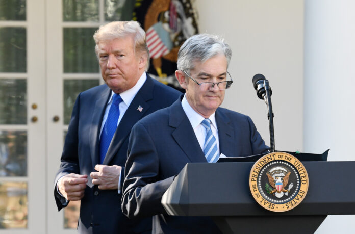 Jerome Powell, governor of the U.S. Federal Reserve and President Donald Trump's nominee as chairman of the Federal Reserve, speaks as Trump listens during a nomination announcement in the Rose Garden of the White House in Washington, D.C., U.S., on Thursday, Nov. 2, 2017. If approved by the Senate, the 64-year-old former Carlyle Group LP managing director and ex-Treasury undersecretary would succeed Fed Chair Janet Yellen. Photographer: Olivier Douliery/Bloomberg