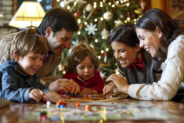 familia-juega-juego-mesa-frente-arbol-navidad-decorado-que-fomenta-vinculo-navideno-muestra-vinculo-familiar-juego-charadas-noche-boxing-day_538213-105822