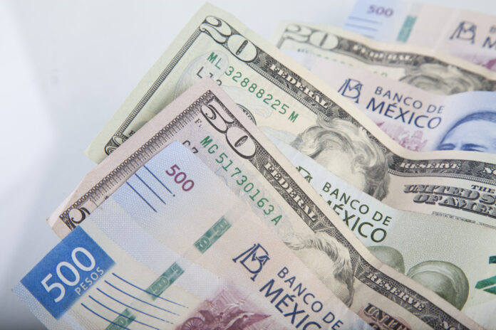 us-dollar-mexican-pesos-white-background