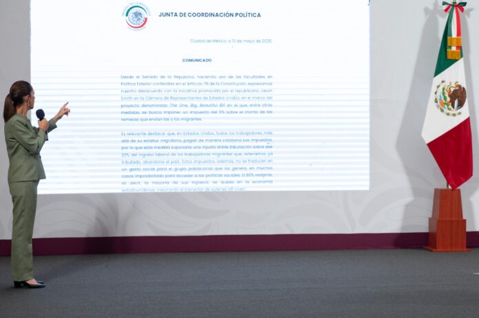 México rechaza propuesta de impuesto a remesas: Sheinbaum celebra postura unánime del Senado México rechaza propuesta de impuesto a remesas: Sheinbaum celebra postura unánime del Senado