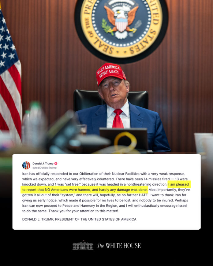 Donald Trump, aseguró este lunes que el reciente ataque con misiles por parte de Irán contra bases militares Donald Trump, aseguró este lunes que el reciente ataque con misiles por parte de Irán contra bases militares