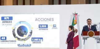 El gobierno federal, en el informe de seguridad quincenal, reportó la detención de 1,233 personas por delitos de alto impacto