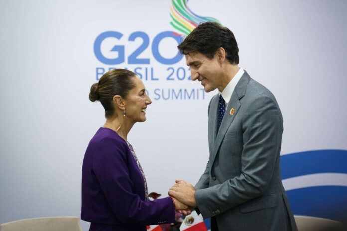 La presidenta de México dio a conocer este miércoles que sostuvo una llamada con el primer ministro de Canadá, en la que ambos mandatarios reafirmaron su compromiso con el Tratado entre México, Estados Unidos y Canadá La presidenta de México dio a conocer este miércoles que sostuvo una llamada con el primer ministro de Canadá, en la que ambos mandatarios reafirmaron su compromiso con el Tratado entre México, Estados Unidos y Canadá