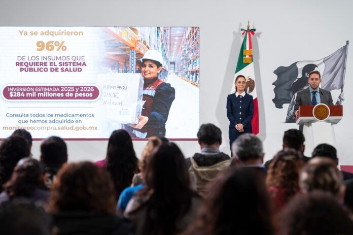 El gobierno de México anunció esta mañana que ya se ha adquirido el 96% de los medicamentos e insumos necesarios para garantizar el funcionamiento El gobierno de México anunció esta mañana que ya se ha adquirido el 96% de los medicamentos e insumos necesarios para garantizar el funcionamiento
