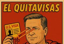 Con el mismo tono ligero, ahora como segundo de la Secretaría de Estado de Donald Trump, Landau se ha autonombrado como “el quitavisas”.