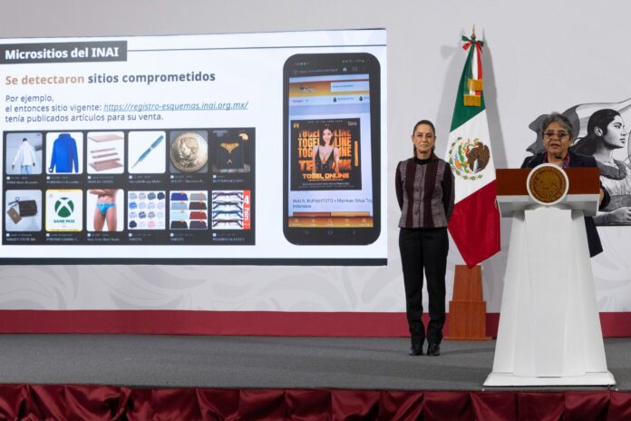 La secretaria Raquel Buenrostro reveló este viernes hallazgos críticos en la plataforma del  INAI, que incluían portales inseguros con virus La secretaria Raquel Buenrostro reveló este viernes hallazgos críticos en la plataforma del INAI, que incluían portales inseguros con virus