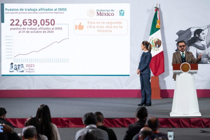 22,639,050 puestos de trabajo formales registrados en el Instituto Mexicano del Seguro Social (IMSS)