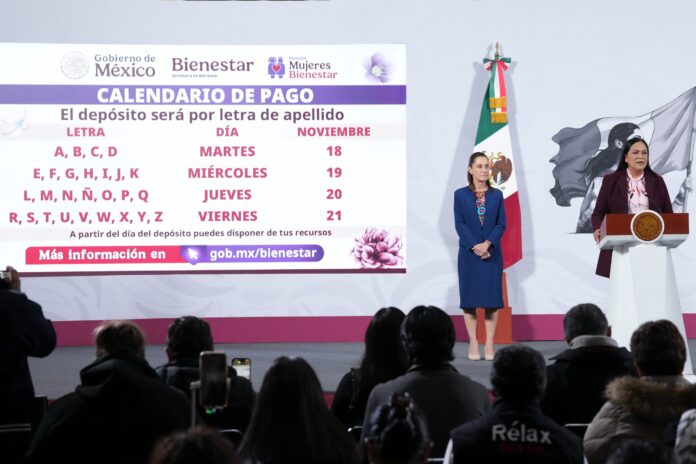 Sheinbaum anuncia inicio de pago de Pensión Mujeres Bienestar a casi 3 millones de beneficiarias Sheinbaum anuncia inicio de pago de Pensión Mujeres Bienestar a casi 3 millones de beneficiarias