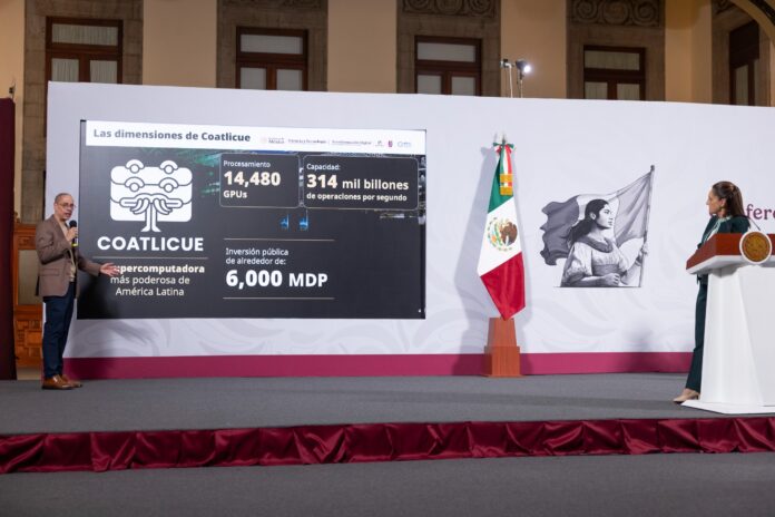 El gobierno federal presentó este miércoles “Coatlicue”, la supercomputadora pública mexicana que, con una inversión estimada de 6 mil millones de pesos y un tiempo de construcción de 24 meses, se convertirá en la más poderosa de América Latina.