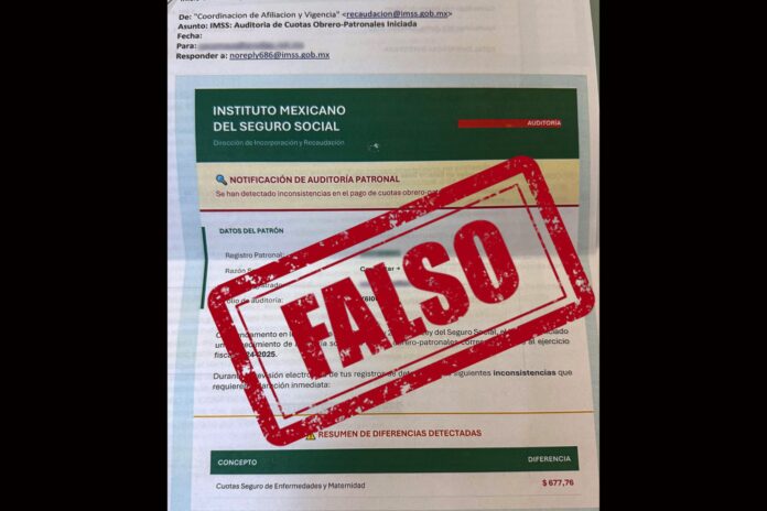 Aviso falso de auditoria