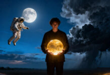 Más allá de la inteligencia artificial: se propone un nuevo pacto social para la era de la superinteligencia en beneficio de todos Persona de pie en una encrucijada futurista