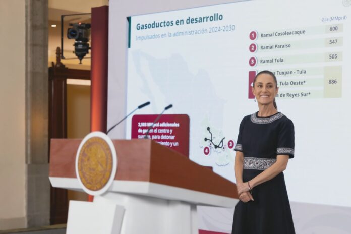 Sheinbaum anuncia inversión de más de 140 mil mdp en 12 nuevos gasoductos